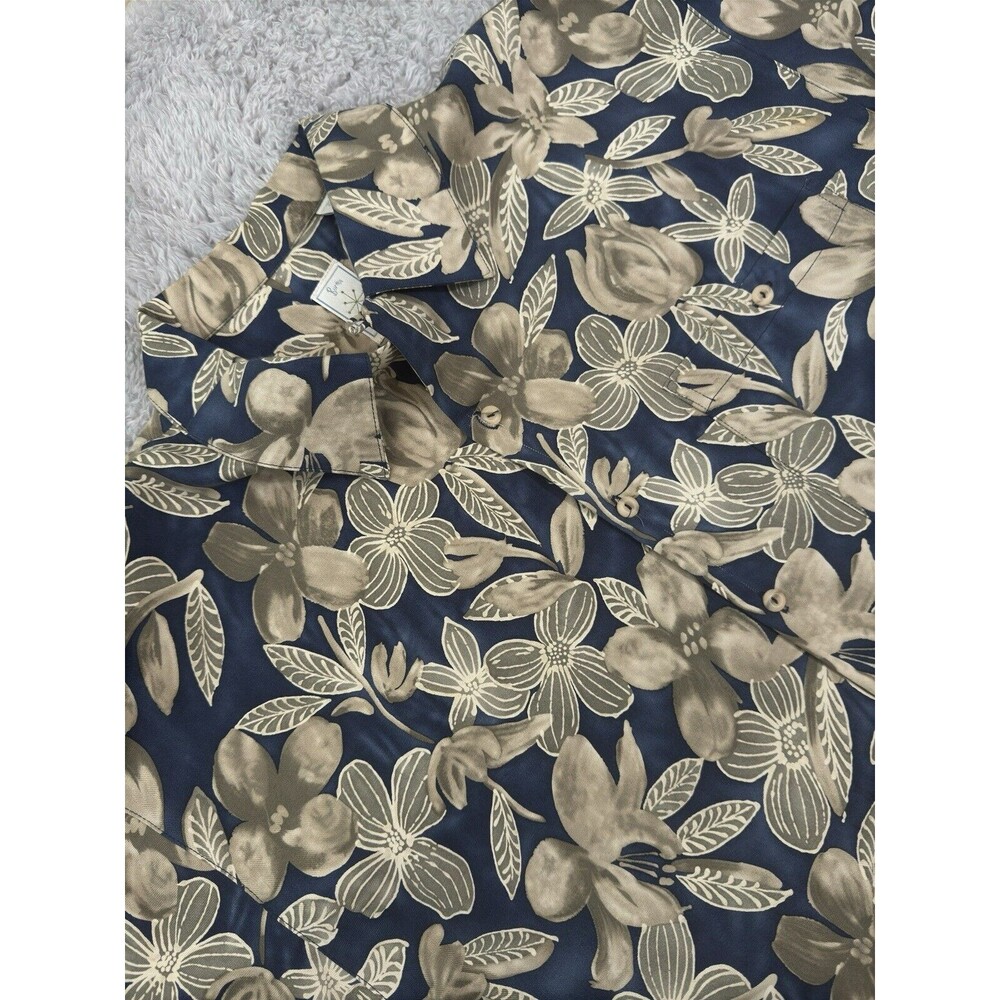 Bumka‎ Bibas 100% Silk Button Up Hawaiian Style Shirt L Cocktails